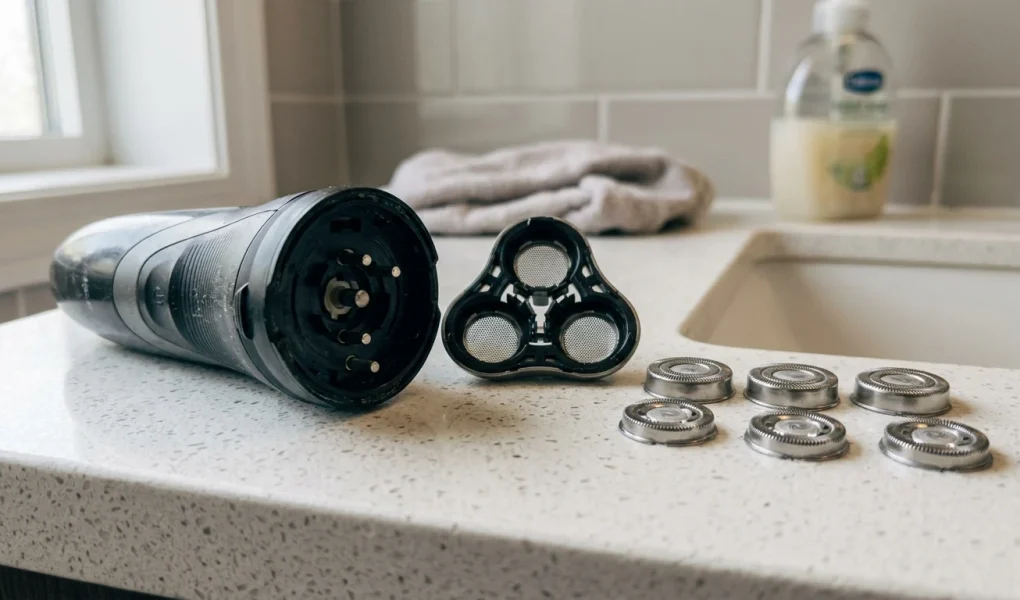 Detached round shaver heads and replacement blades